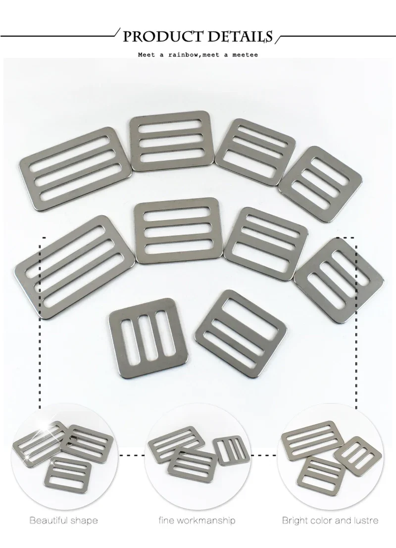 2/5/10Pcs 26-50mm Stainless Steel Tri-Glide Slider Buckle for Backpack Strap Safety Belt Adjust Clasp DIY Hardware Accessories