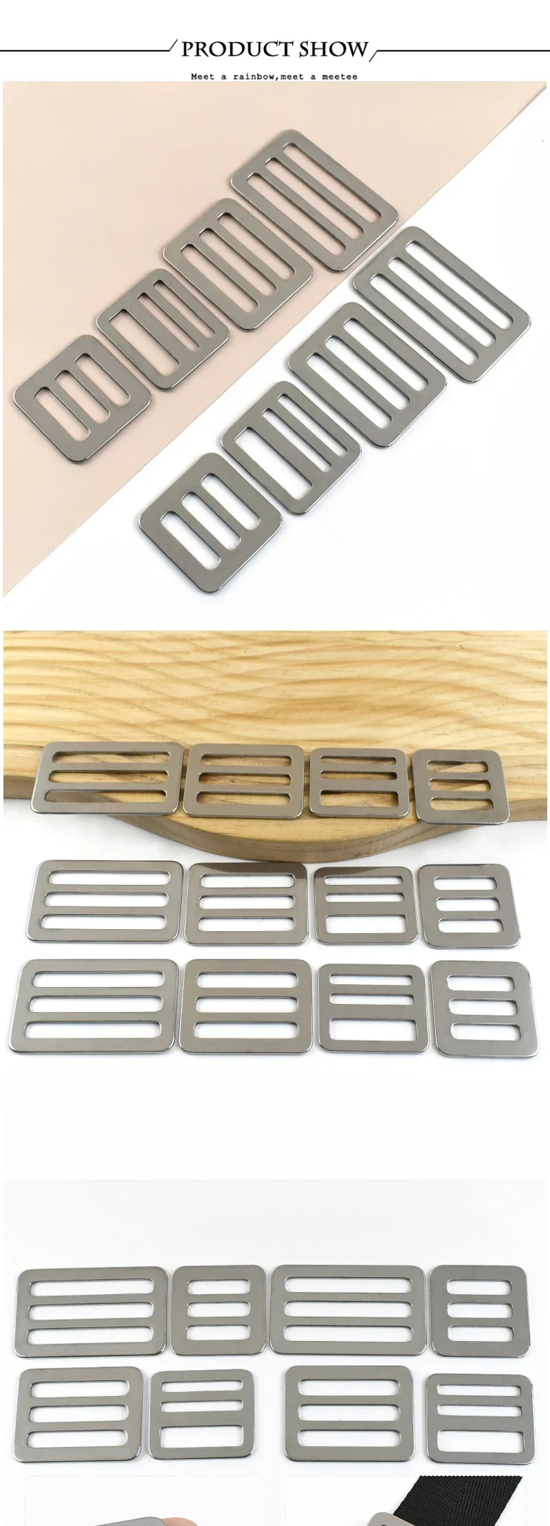 2/5/10Pcs 26-50mm Stainless Steel Tri-Glide Slider Buckle for Backpack Strap Safety Belt Adjust Clasp DIY Hardware Accessories