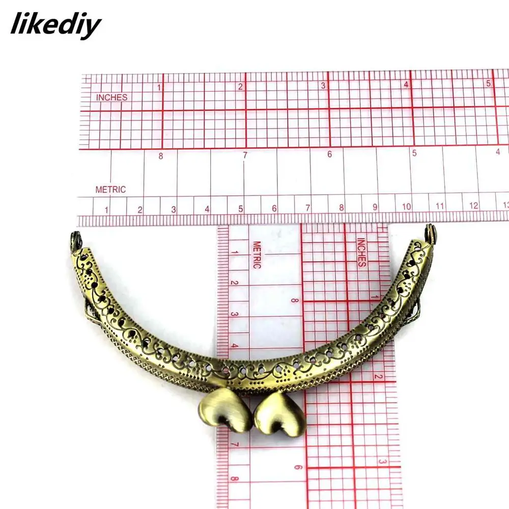 10 Pcs/Lot Antique Bronze Semicircle Metal Purse Frame Heart Kiss Clasp Handle For Bag Accessory