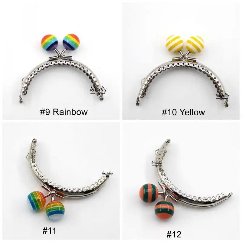 KISSDIY 10PCS 8.5CM Stripe Lollipop Bead Metal Purse Frame Bright And Glossy Silver Semicircle Bags Kiss Clasp Accessory