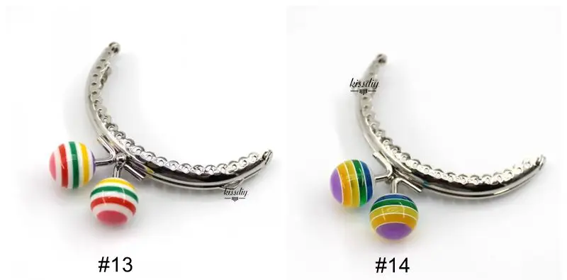 KISSDIY 10PCS 8.5CM Stripe Lollipop Bead Metal Purse Frame Bright And Glossy Silver Semicircle Bags Kiss Clasp Accessory
