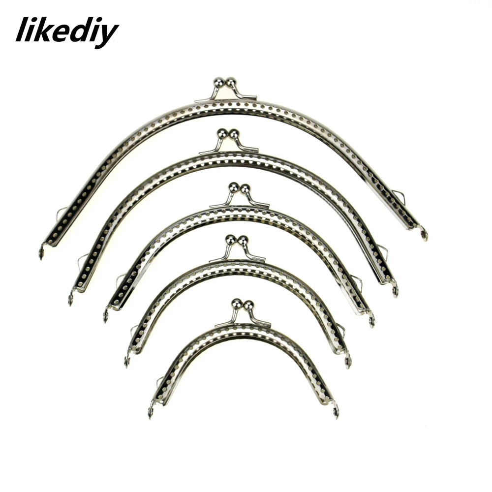 20 Pcs/Lot Glossy Silver Basic Metal Purse Frame Kiss Clasp Lock DIY Bag Accessories 8.5/10.5/12.5/15.5/18CM