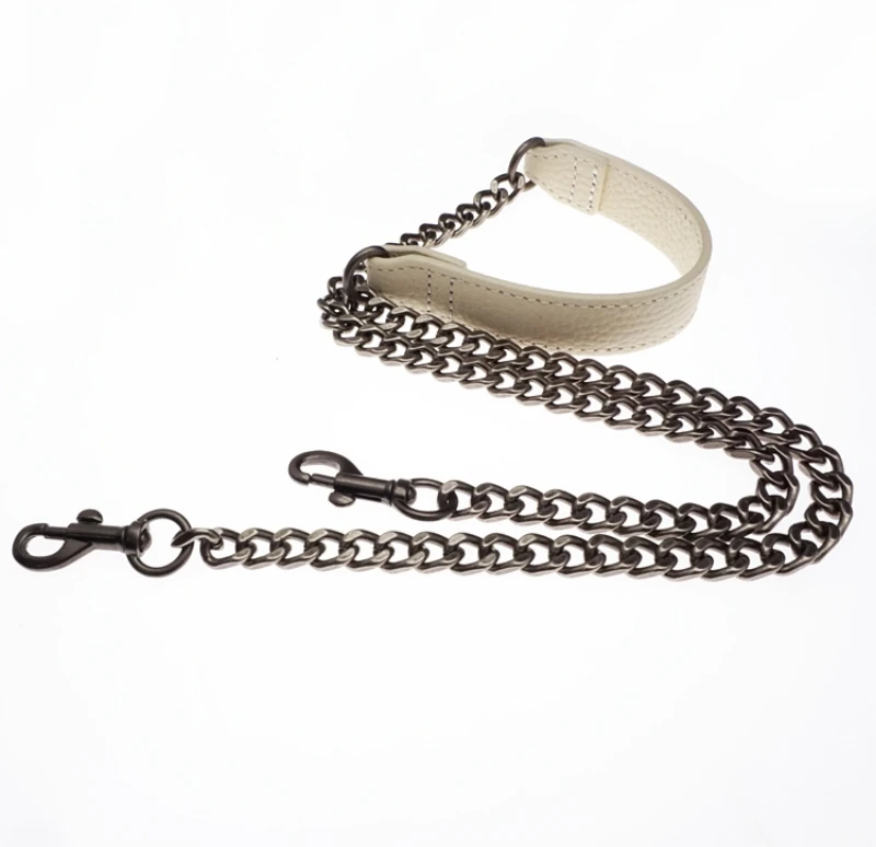 Women Bag Chain Shoulder Bag Leather Straps Metal Chains with Leather Vintage Bag Handle Chic Handbag New DIY Accessories