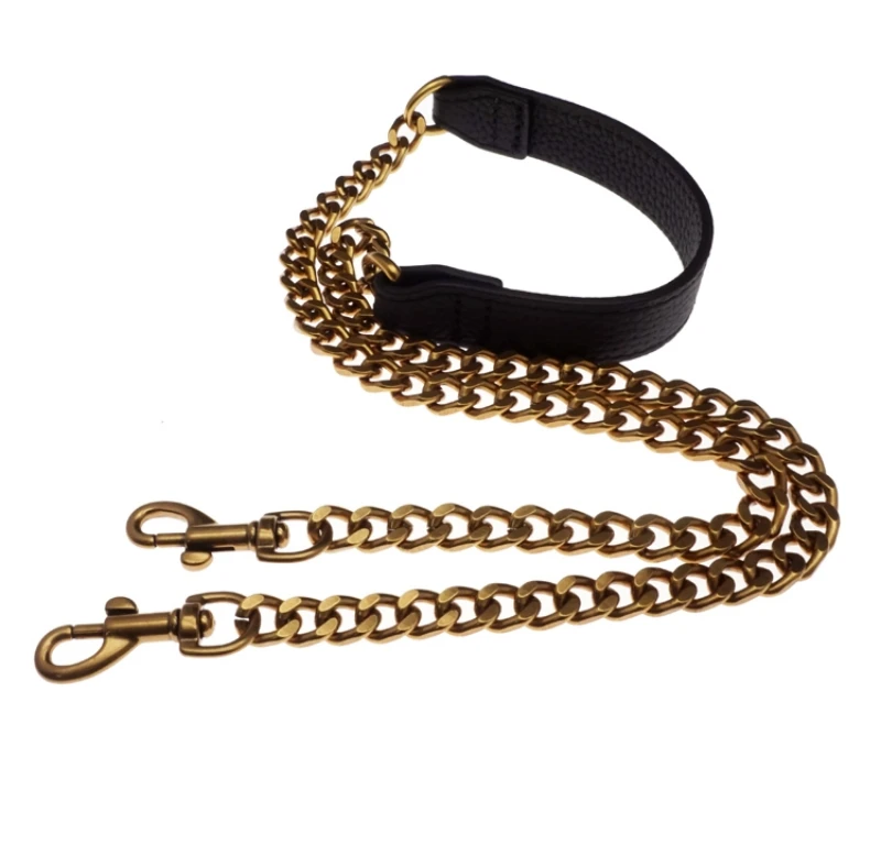 Women Bag Chain Shoulder Bag Leather Straps Metal Chains with Leather Vintage Bag Handle Chic Handbag New DIY Accessories