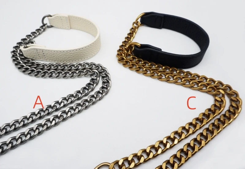 Women Bag Chain Shoulder Bag Leather Straps Metal Chains with Leather Vintage Bag Handle Chic Handbag New DIY Accessories