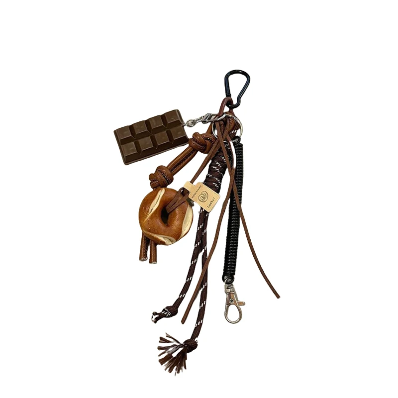 Autumn And Winter Brown Lovely Alkali Bread Korean Ins Bag Pendant Chocolate Climbing Rope key Chain Decorative Chain Hand