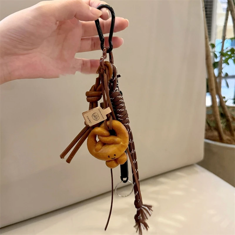 Autumn And Winter Brown Lovely Alkali Bread Korean Ins Bag Pendant Chocolate Climbing Rope key Chain Decorative Chain Hand