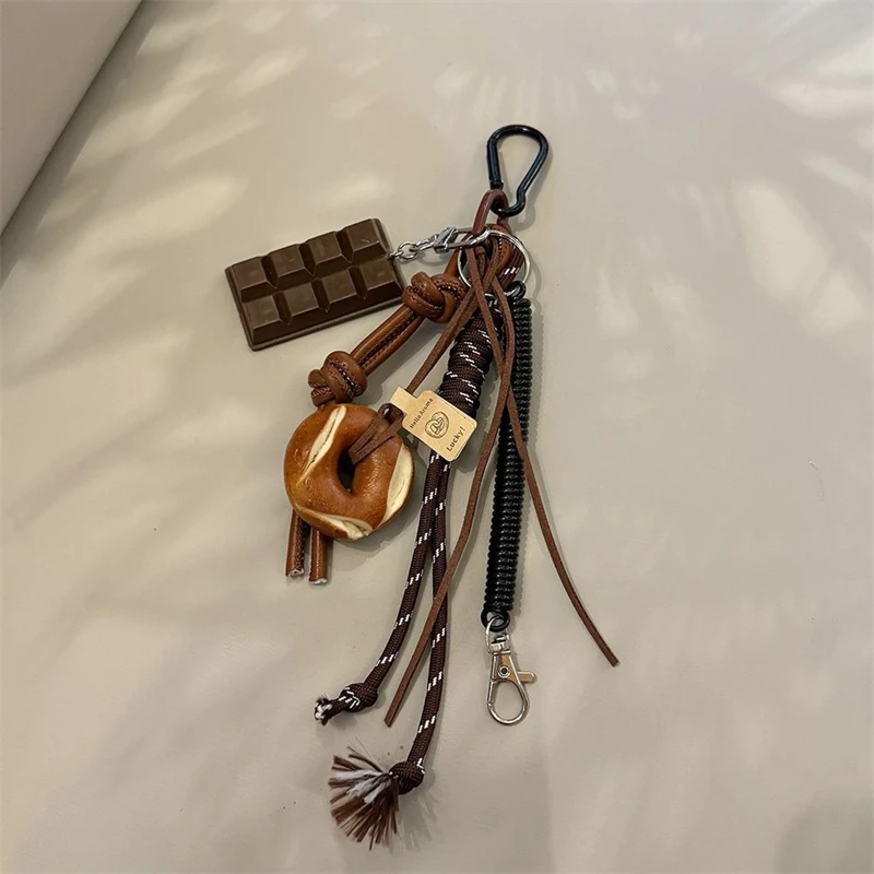 Autumn And Winter Brown Lovely Alkali Bread Korean Ins Bag Pendant Chocolate Climbing Rope key Chain Decorative Chain Hand