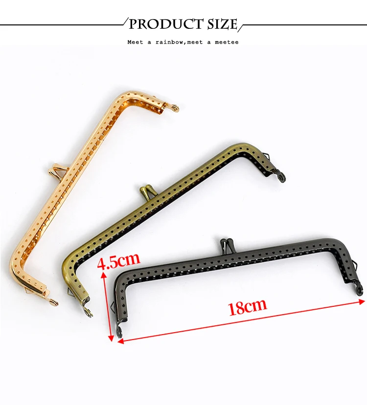 2/4Pcs Deepeel 18cm Metal Square Kiss Clasp Women Handbag Embossed Handle Purse Frame Lock Buckle DIY Bag Brackets Accessories