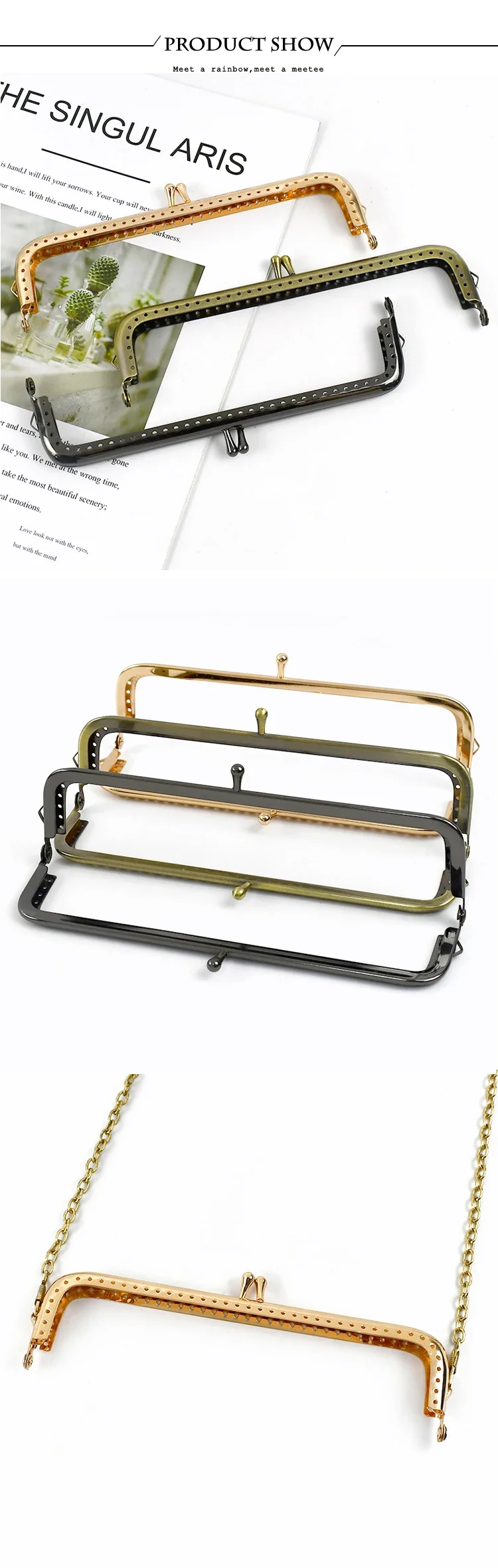 2/4Pcs Deepeel 18cm Metal Square Kiss Clasp Women Handbag Embossed Handle Purse Frame Lock Buckle DIY Bag Brackets Accessories