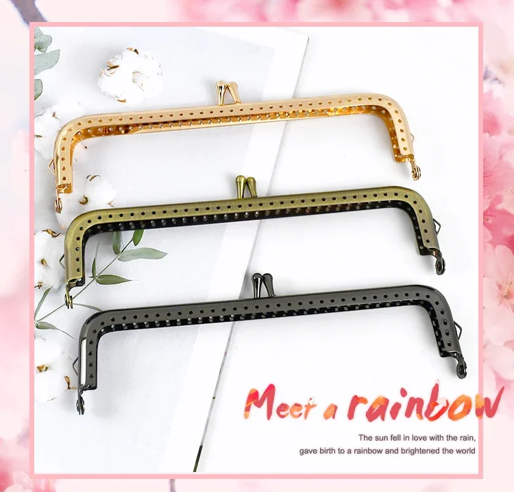 2/4Pcs Deepeel 18cm Metal Square Kiss Clasp Women Handbag Embossed Handle Purse Frame Lock Buckle DIY Bag Brackets Accessories