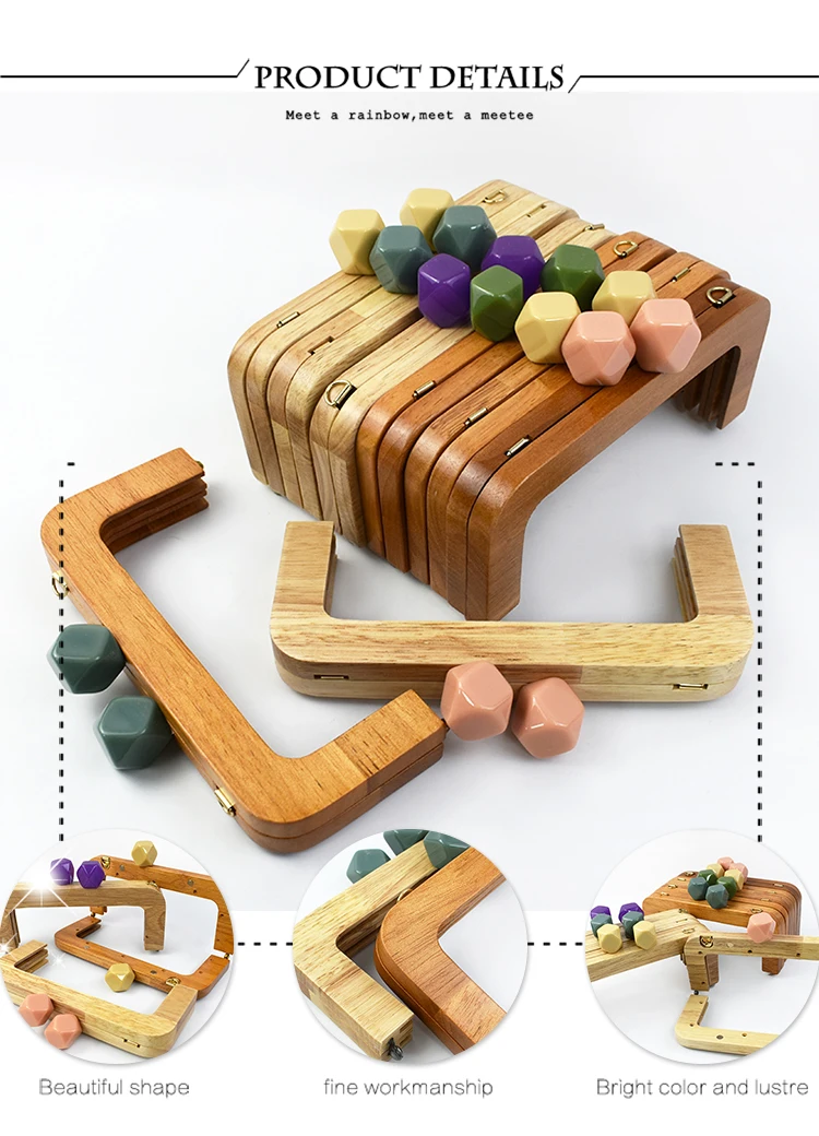 Deepeel 20cm Wooden Purse Frame Handbag Handles Women Woven Bags Wallet Clamp Handmade Closure Brackets DIY Bag Accessories