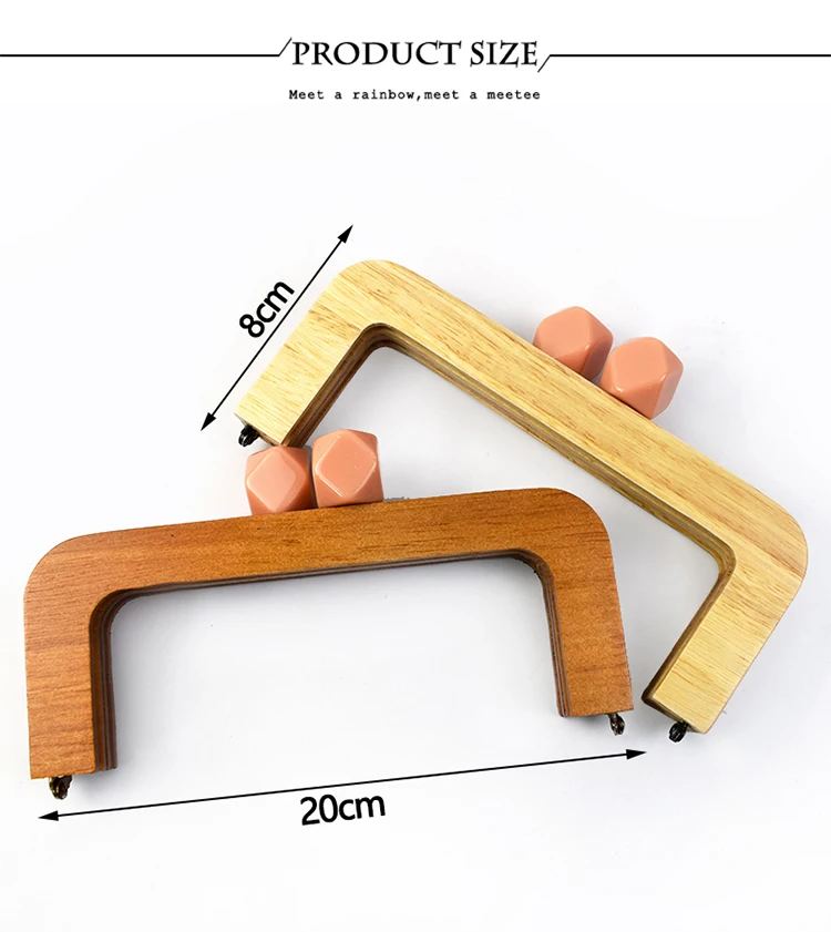 Deepeel 20cm Wooden Purse Frame Handbag Handles Women Woven Bags Wallet Clamp Handmade Closure Brackets DIY Bag Accessories