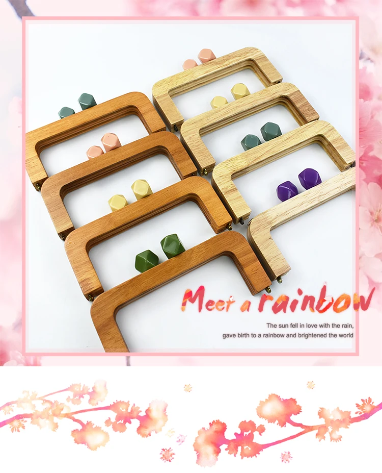 Deepeel 20cm Wooden Purse Frame Handbag Handles Women Woven Bags Wallet Clamp Handmade Closure Brackets DIY Bag Accessories