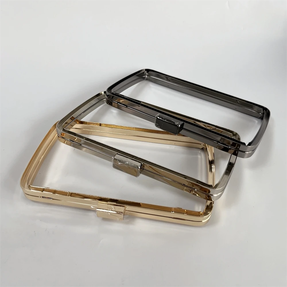 Metal Box Purse Frame Women DIY Clutch Handmade Plastic Parts Square Wallet Bag Clasp Evening Bag Frame Handles with Buckels
