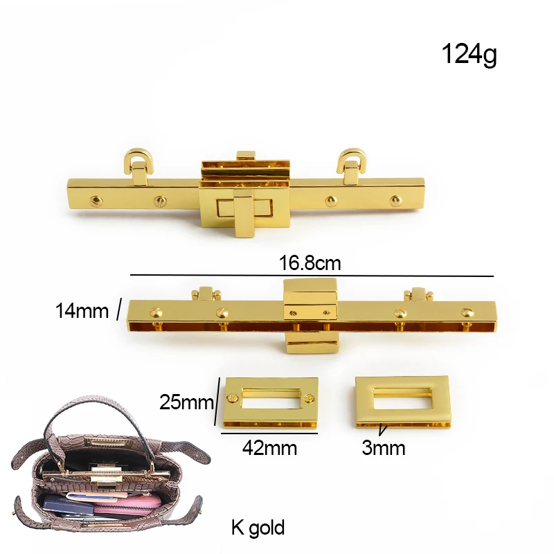 1-4-10PCS K Gold 21.8/16.8CM Metal Cast Solid Double Twist Locks For Bags Handbag Tote Carrying Handle Clasp Buckles Accessories