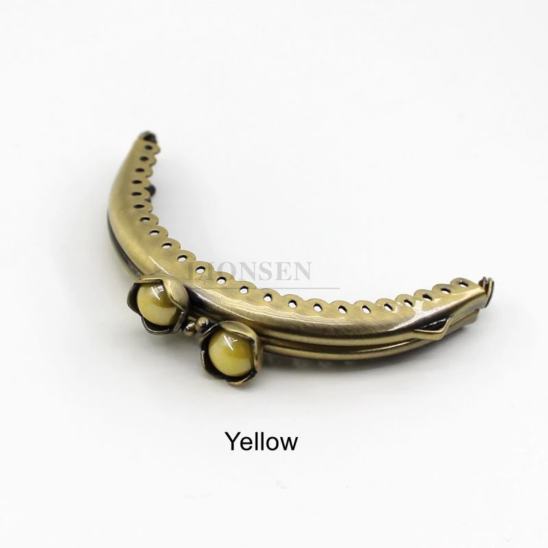 1PCS 8.5cm Pearl Beads Antique Bronze Metal Purse Frame Handle for Clutch Bag Handbag Accessories Making sewing Kiss Clasp Lock