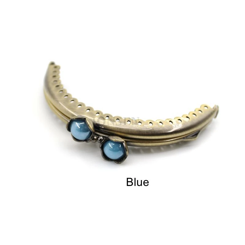 1PCS 8.5cm Pearl Beads Antique Bronze Metal Purse Frame Handle for Clutch Bag Handbag Accessories Making sewing Kiss Clasp Lock