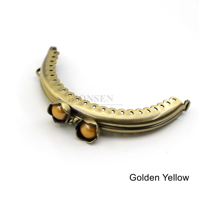 1PCS 8.5cm Pearl Beads Antique Bronze Metal Purse Frame Handle for Clutch Bag Handbag Accessories Making sewing Kiss Clasp Lock