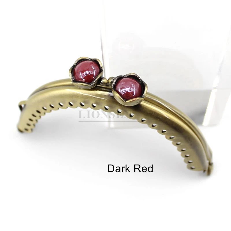 1PCS 8.5cm Pearl Beads Antique Bronze Metal Purse Frame Handle for Clutch Bag Handbag Accessories Making sewing Kiss Clasp Lock