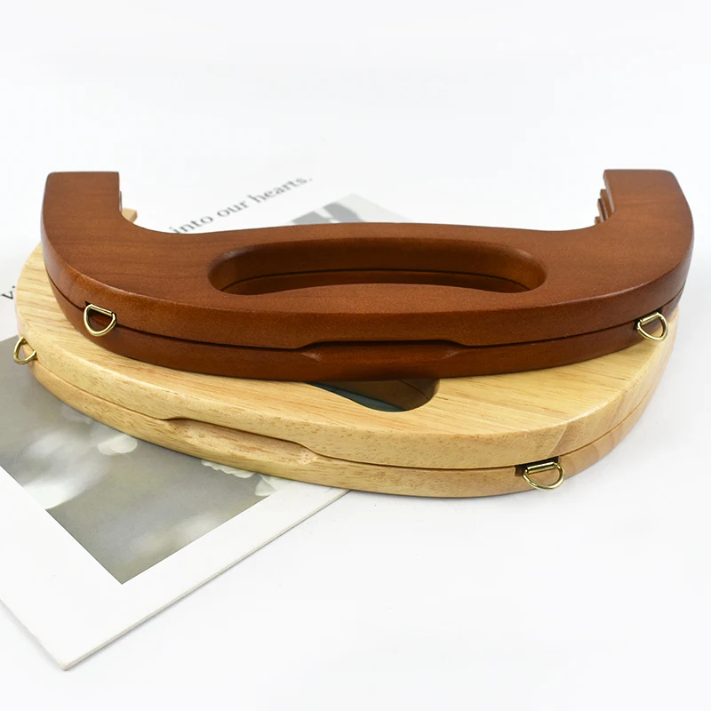 1/2Pcs Deepeel 24cm Wooden Handles Bag Purse Frame Closure Kiss Clasp Women Handbag Sewing Brackets Crochet Bags DIY Accessories
