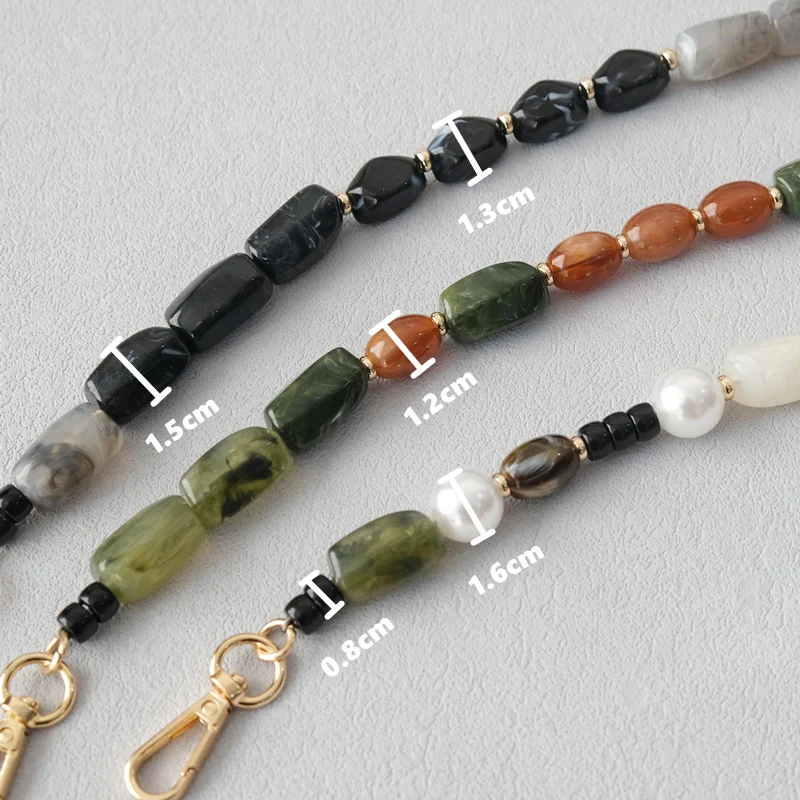 New Fashion Woman Bag Accessory Detachable Luxury Beaded Chains Cute Acrylic Luxury Strap Women Handbag Shoulder Handle Chain