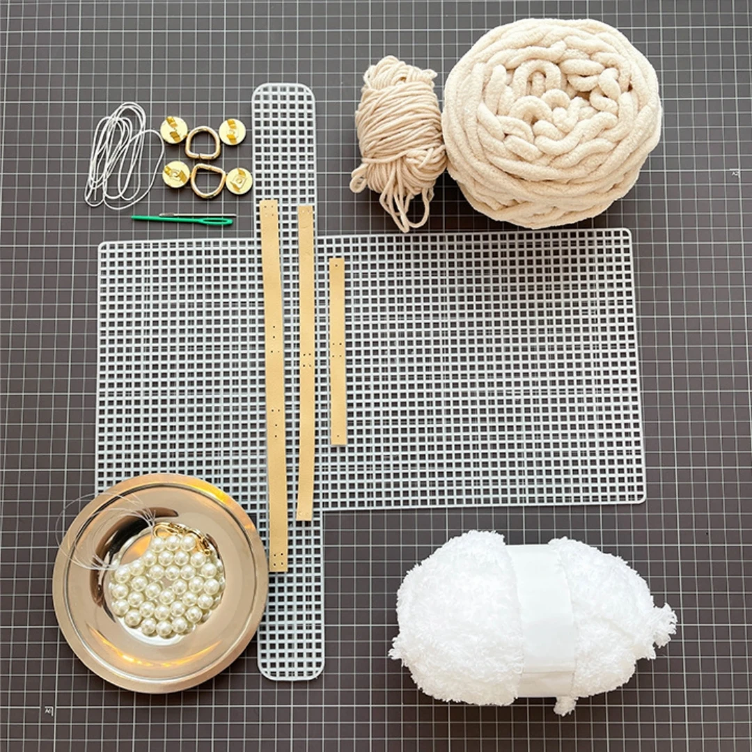 Yarn Crossbody Bag Kit Mesh Yarn Bag Kit Hand-Sewn Bag Kit Easy-To-Use For Beginner Crafting Gift For Girlfriend