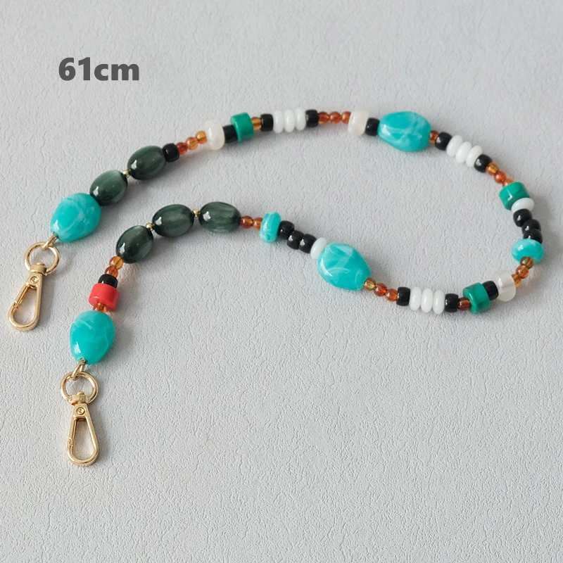 New Fashion Woman Bag Accessory Detachable Vintage Blue Bead Chain Acrylic Bag Rope Strap Women Handbag Shoulder Handle Chain