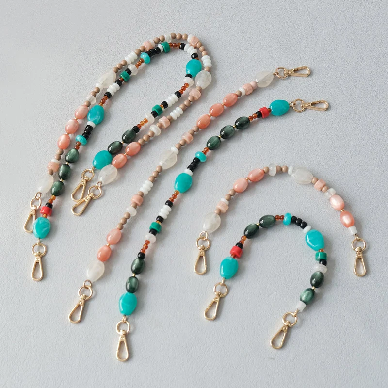 New Fashion Woman Bag Accessory Detachable Vintage Blue Bead Chain Acrylic Bag Rope Strap Women Handbag Shoulder Handle Chain