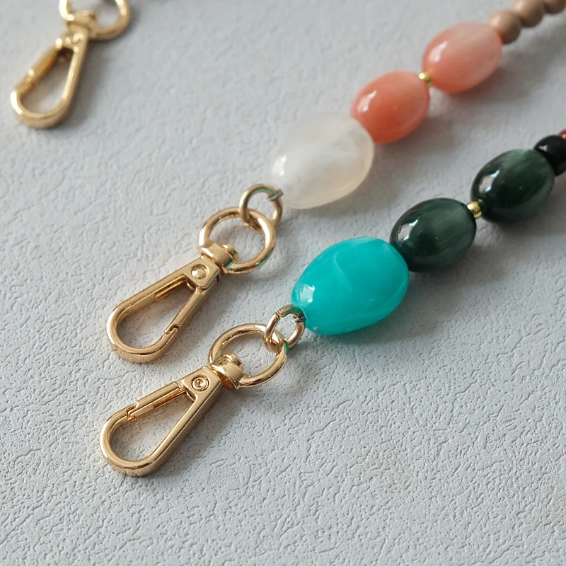 New Fashion Woman Bag Accessory Detachable Vintage Blue Bead Chain Acrylic Bag Rope Strap Women Handbag Shoulder Handle Chain