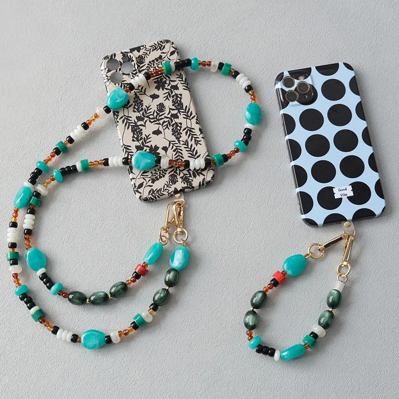 New Fashion Woman Bag Accessory Detachable Vintage Blue Bead Chain Acrylic Bag Rope Strap Women Handbag Shoulder Handle Chain