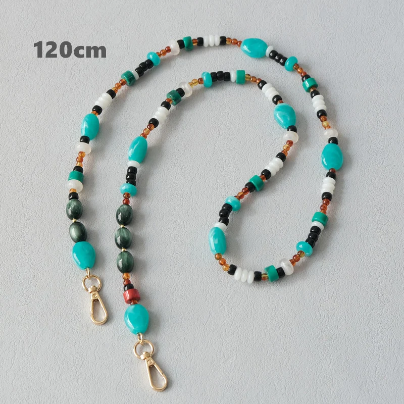 New Fashion Woman Bag Accessory Detachable Vintage Blue Bead Chain Acrylic Bag Rope Strap Women Handbag Shoulder Handle Chain