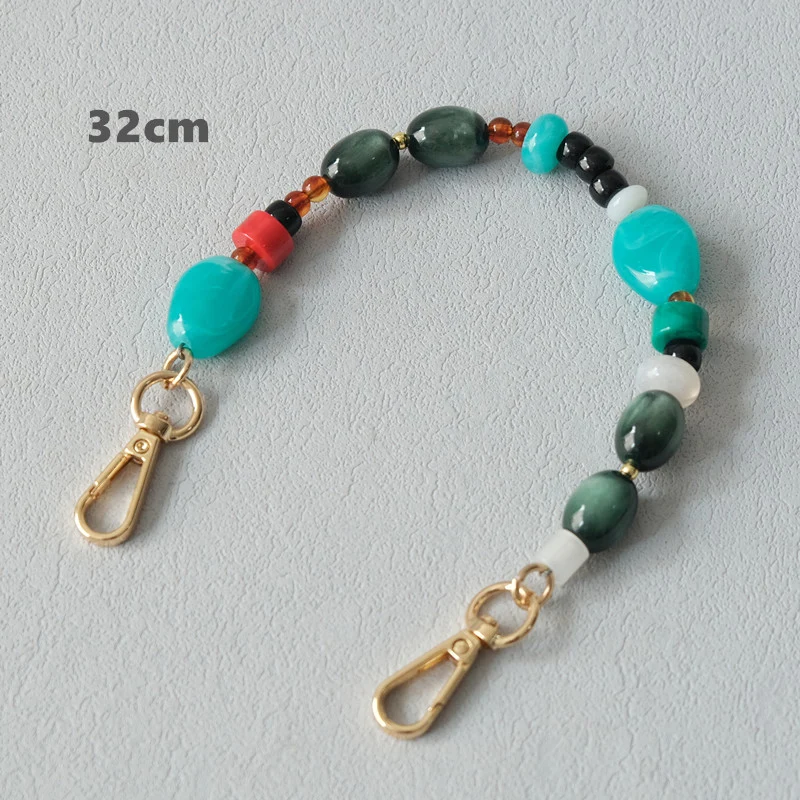 New Fashion Woman Bag Accessory Detachable Vintage Blue Bead Chain Acrylic Bag Rope Strap Women Handbag Shoulder Handle Chain
