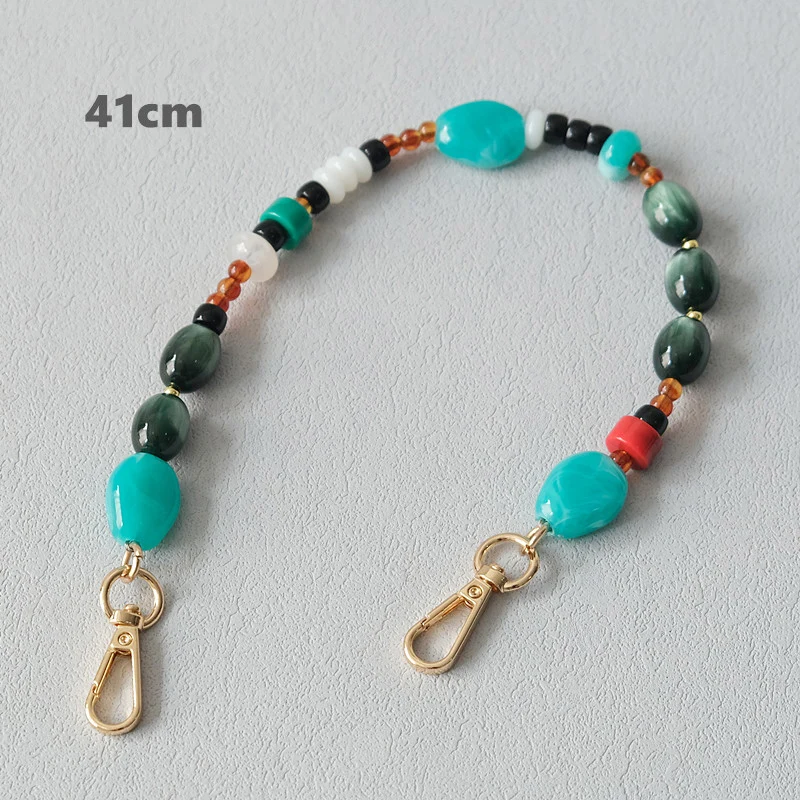 New Fashion Woman Bag Accessory Detachable Vintage Blue Bead Chain Acrylic Bag Rope Strap Women Handbag Shoulder Handle Chain