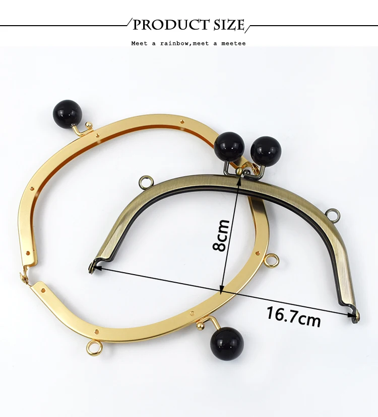 1/2/5Pcs 16.5cm Bead Metal Bags Handle Women's Handbag Purse Frame Wallet Kiss Clasp DIY Handmade Sewing Bracket Bag Accessories