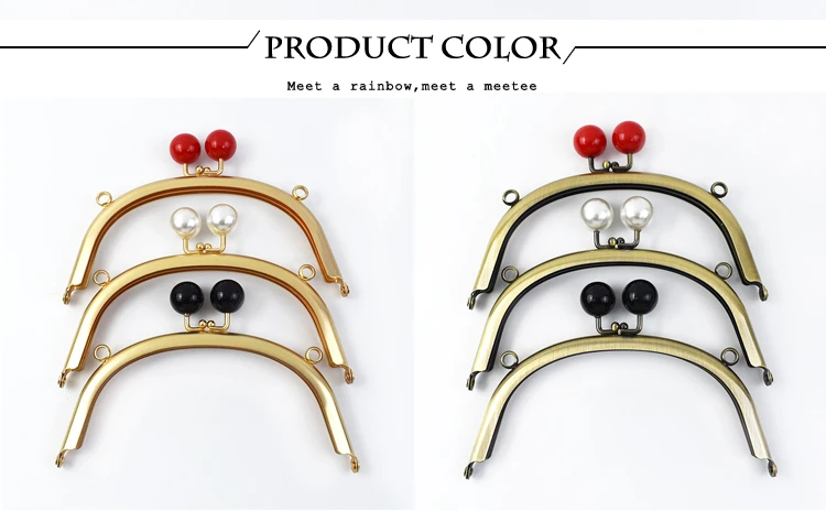 1/2/5Pcs 16.5cm Bead Metal Bags Handle Women's Handbag Purse Frame Wallet Kiss Clasp DIY Handmade Sewing Bracket Bag Accessories