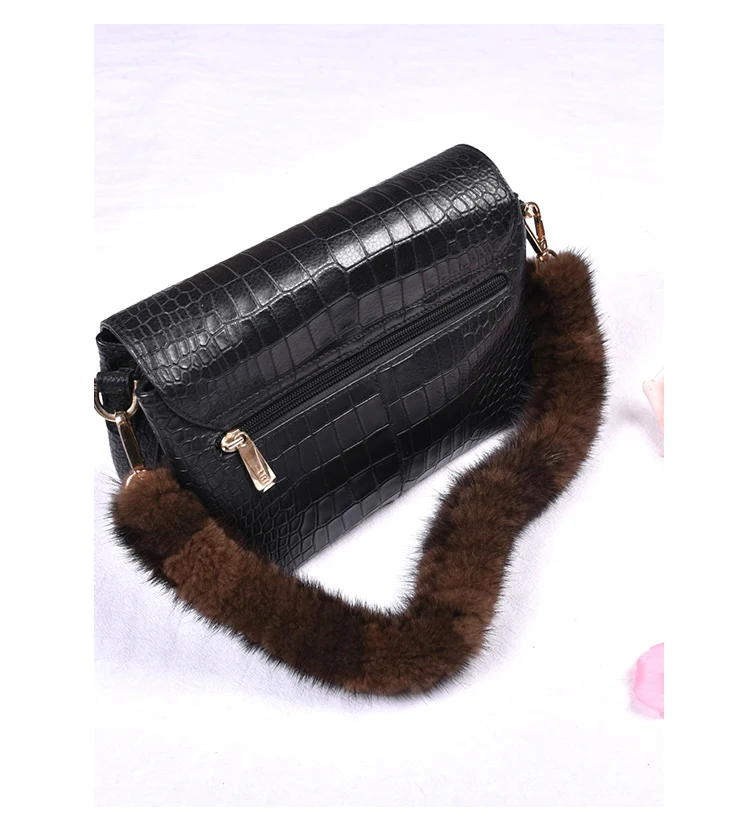 Besfilin Genuine Mink Fur Bag Strap Hand Woven Metal Handle Shoulder Chain Replacement Multi-Purpose Luxury Fashion Accessory
