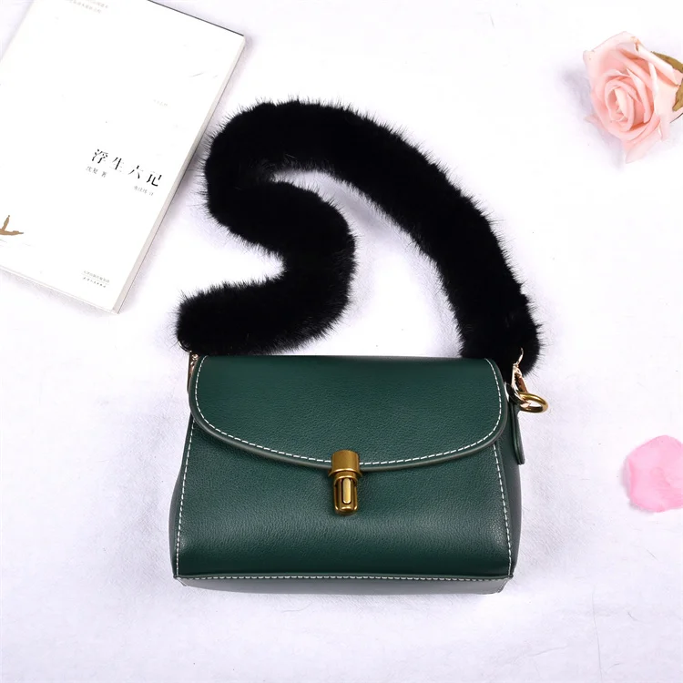 Besfilin Genuine Mink Fur Bag Strap Hand Woven Metal Handle Shoulder Chain Replacement Multi-Purpose Luxury Fashion Accessory