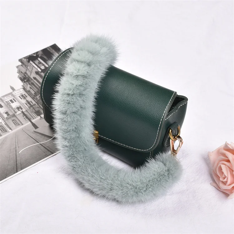 Besfilin Genuine Mink Fur Bag Strap Hand Woven Metal Handle Shoulder Chain Replacement Multi-Purpose Luxury Fashion Accessory