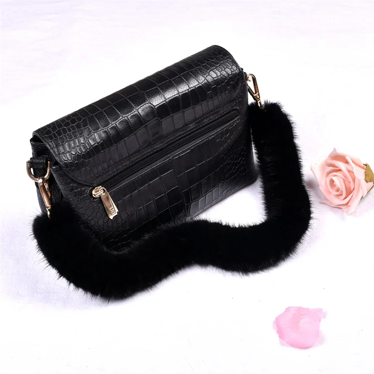 Besfilin Genuine Mink Fur Bag Strap Hand Woven Metal Handle Shoulder Chain Replacement Multi-Purpose Luxury Fashion Accessory
