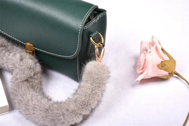Besfilin Genuine Mink Fur Bag Strap Hand Woven Metal Handle Shoulder Chain Replacement Multi-Purpose Luxury Fashion Accessory