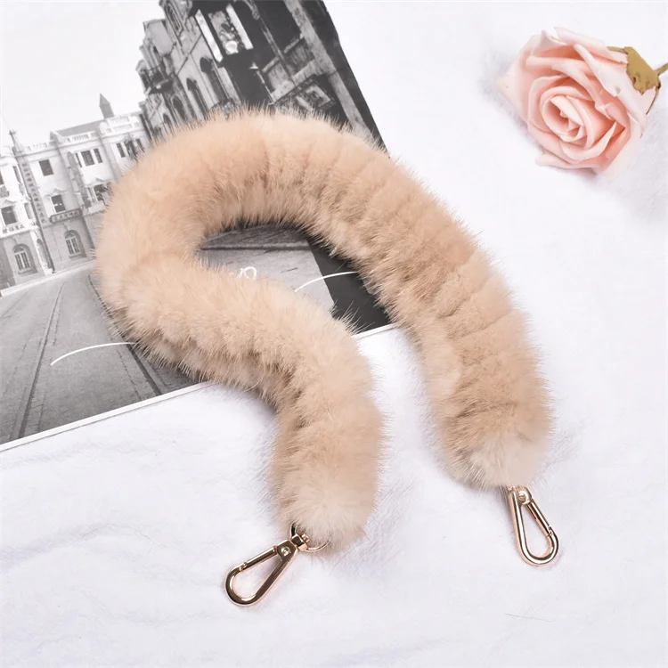 Besfilin Genuine Mink Fur Bag Strap Hand Woven Metal Handle Shoulder Chain Replacement Multi-Purpose Luxury Fashion Accessory