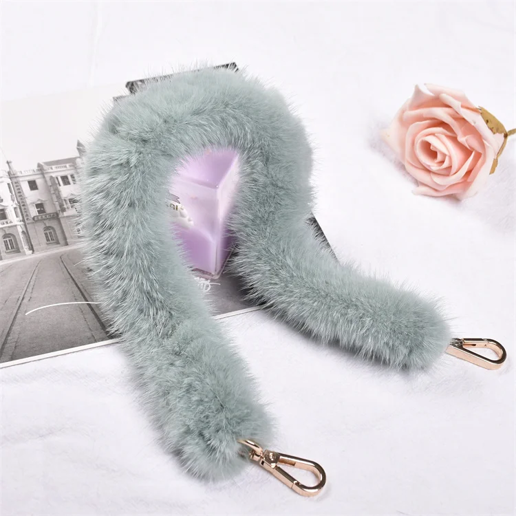 Besfilin Genuine Mink Fur Bag Strap Hand Woven Metal Handle Shoulder Chain Replacement Multi-Purpose Luxury Fashion Accessory