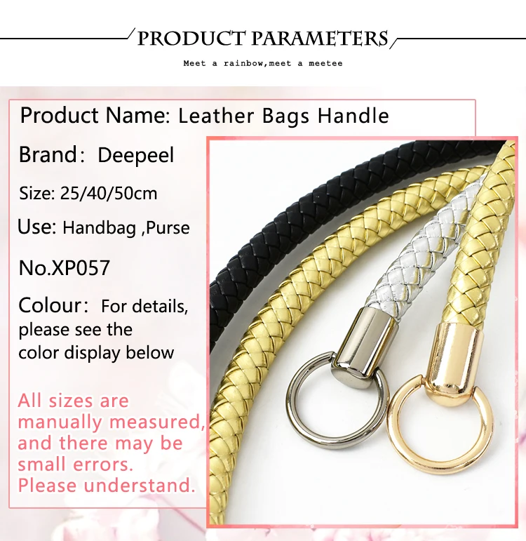 2Pcs Deepeel 25/40/50cm Fashion Leather PU Woven Bags Handle Women's Shoulder Bag Handbag Strap Purse DIY Replace Accessories