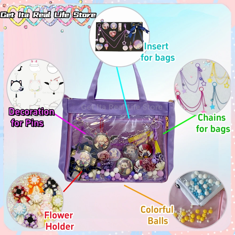 Italife Ita Bag Pins Anime Badge Holder for 58mm Pins Handmade Silk Metal Badge Decoration for Ita Bags Accessorie Classic H304
