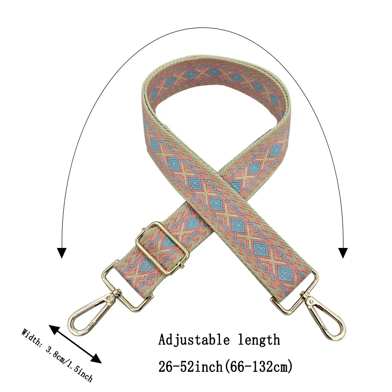 Retro Diamond Shoulder Strap, Fashionable and Adjustable Crossbody Bag Strap, Replaceable Luggage Accessories