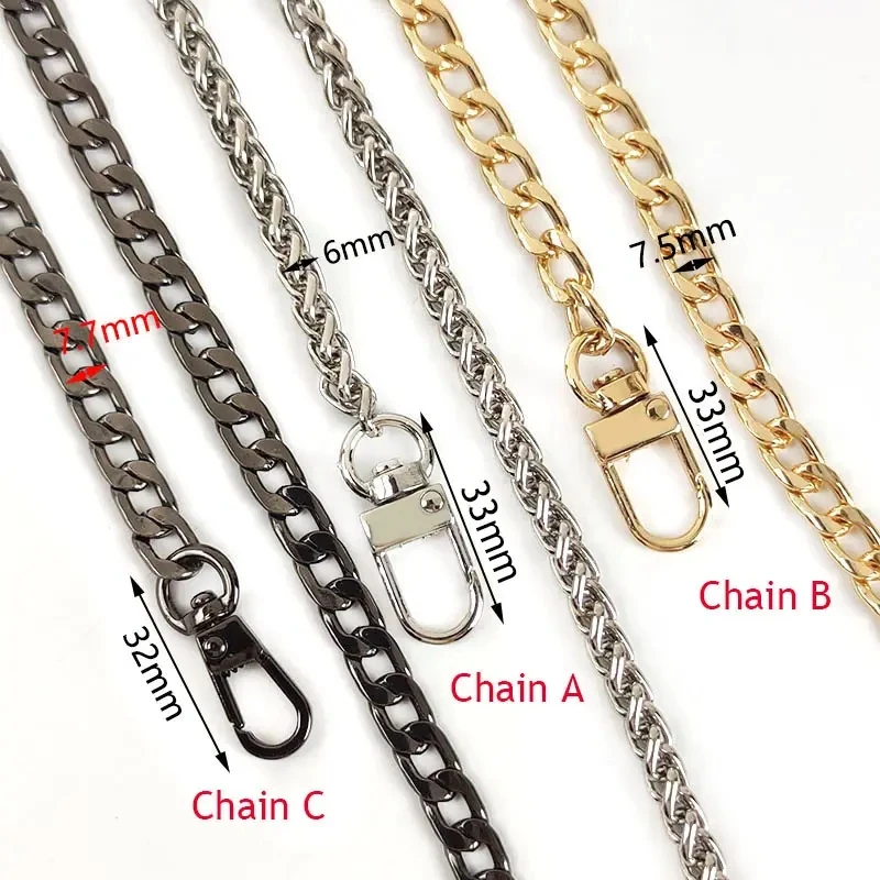 1Pc Deepeel 100/120cm Metal Bags Chain for Crossbody Handbag Shoulder Straps Wallet Handle DIY Replacement Bag Accessories
