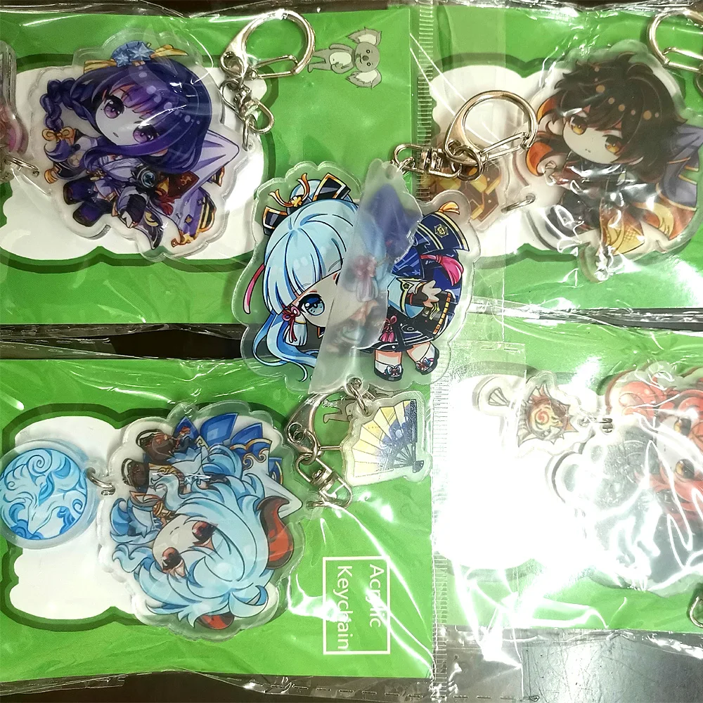 Genshin Impact Raiden Nahida Keqing Klee Lumine Cartoon Keychain Acrylic Keyring Boys Girls Bag Tag