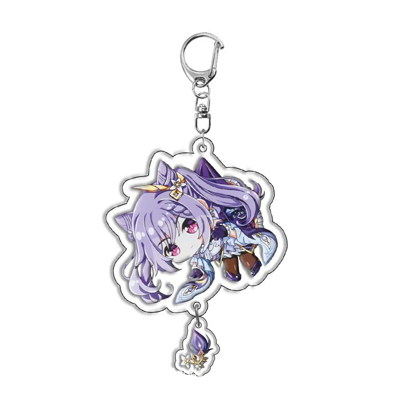Genshin Impact Raiden Nahida Keqing Klee Lumine Cartoon Keychain Acrylic Keyring Boys Girls Bag Tag