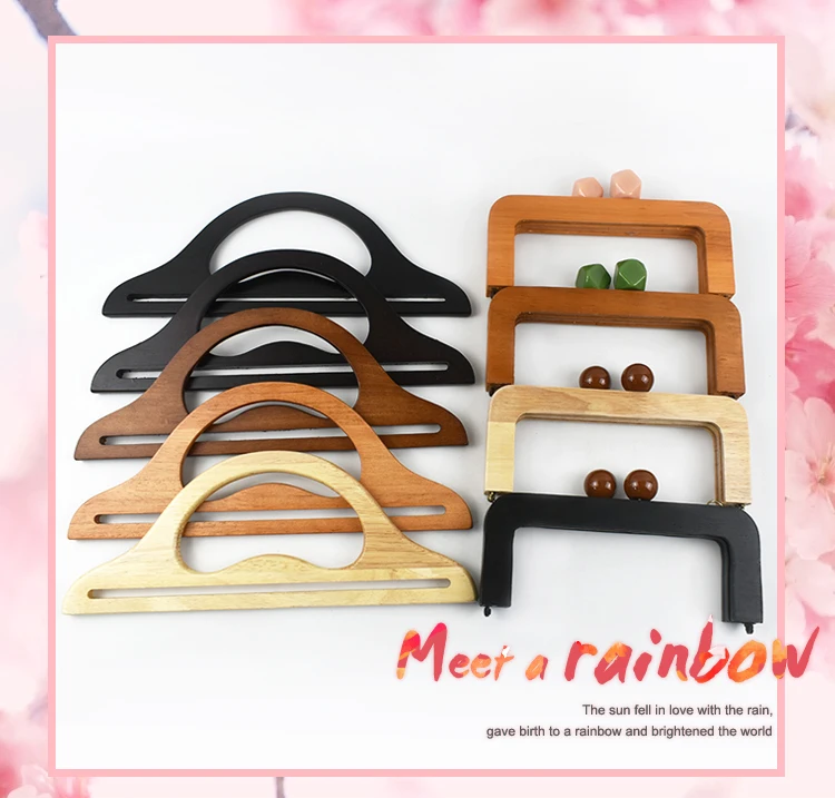 1Pc Deepeel Fashion Solid Wood Bags Handles Bag Closure Sewing Brackets Kiss Clasp DIY Handmade Luggage Hardware Accessories